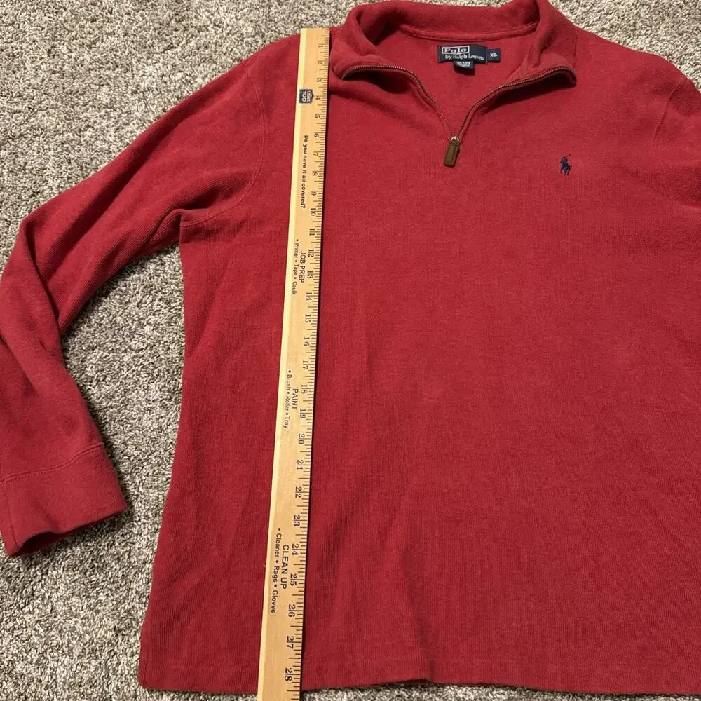 Polo Ralph Lauren Red Quarter 1/4 Zip Pullover Sweater Pony Logo Men’s Size XL